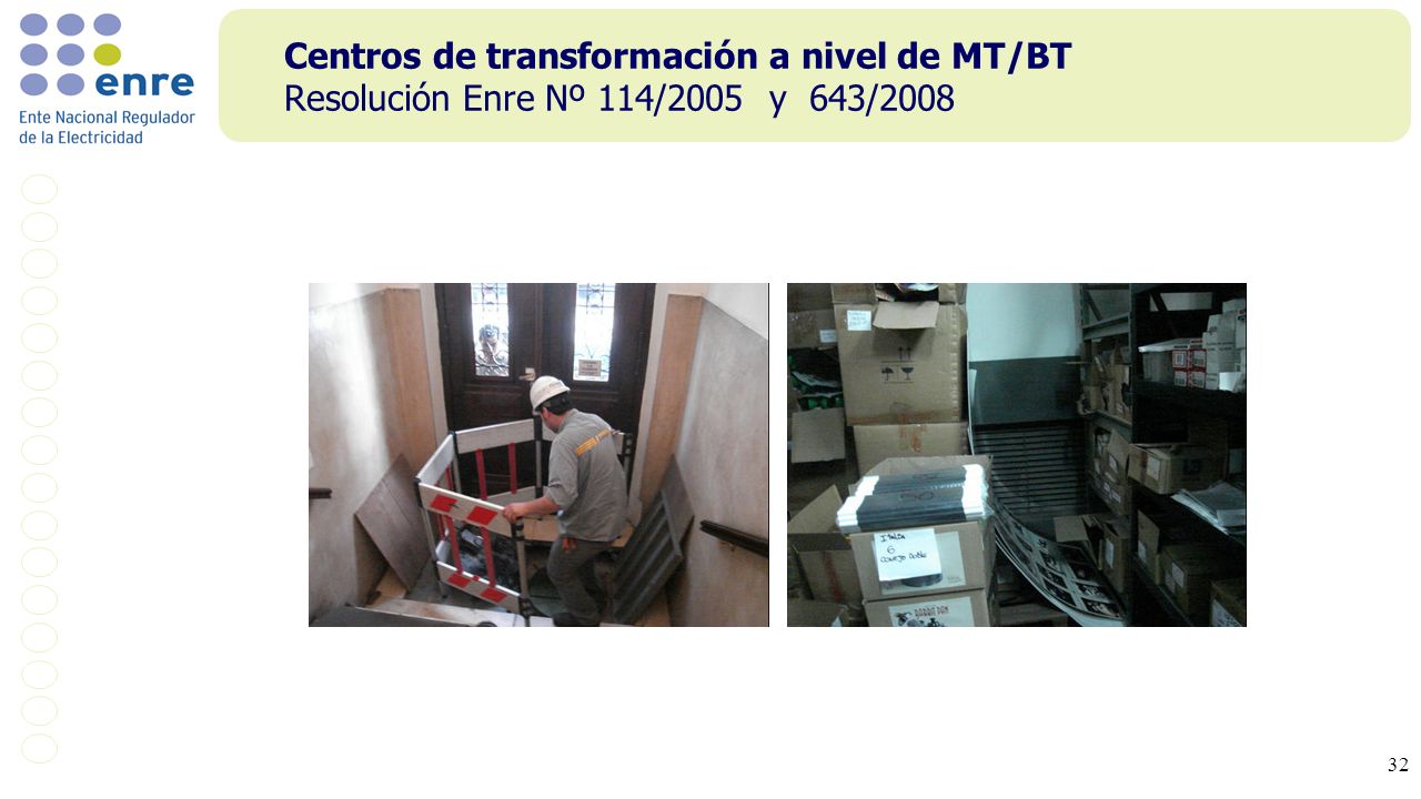 Centros de transformación a nivel de MT/BT Resolución Enre Nº 114/2005 y 643/2008