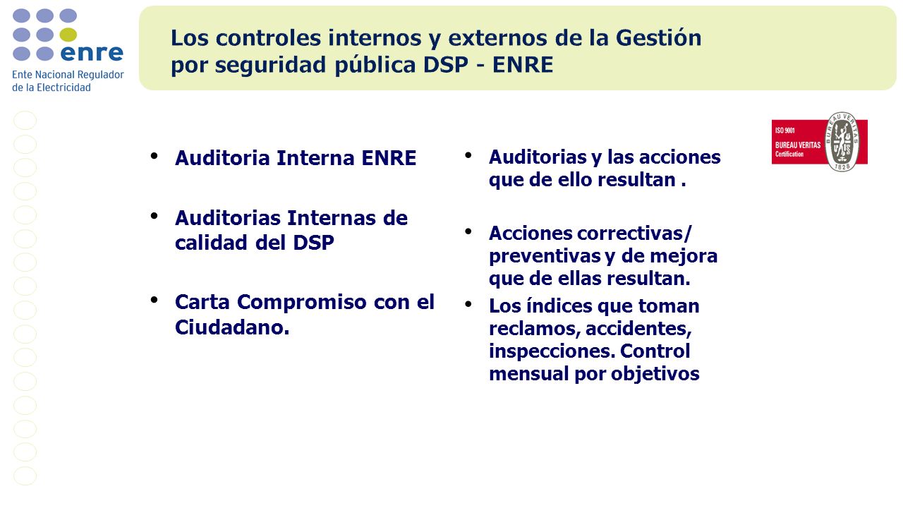 Los controles internos y externos de la Gestión por seguridad pública DSP - ENRE