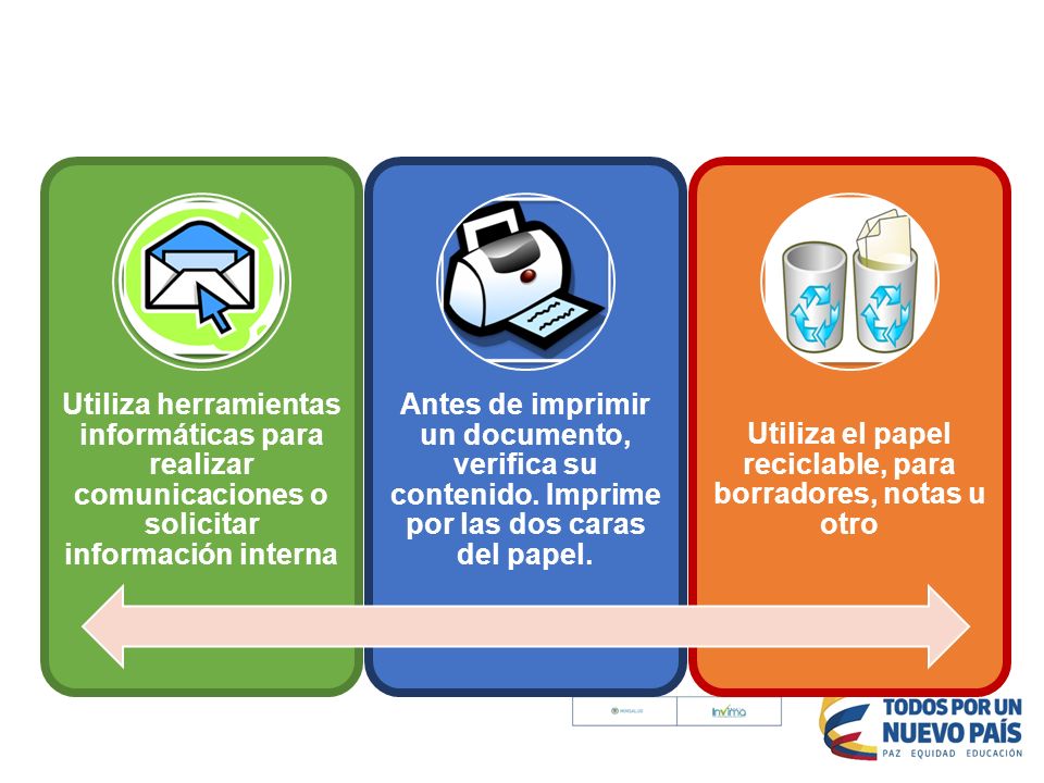Utiliza el papel reciclable, para borradores, notas u otro