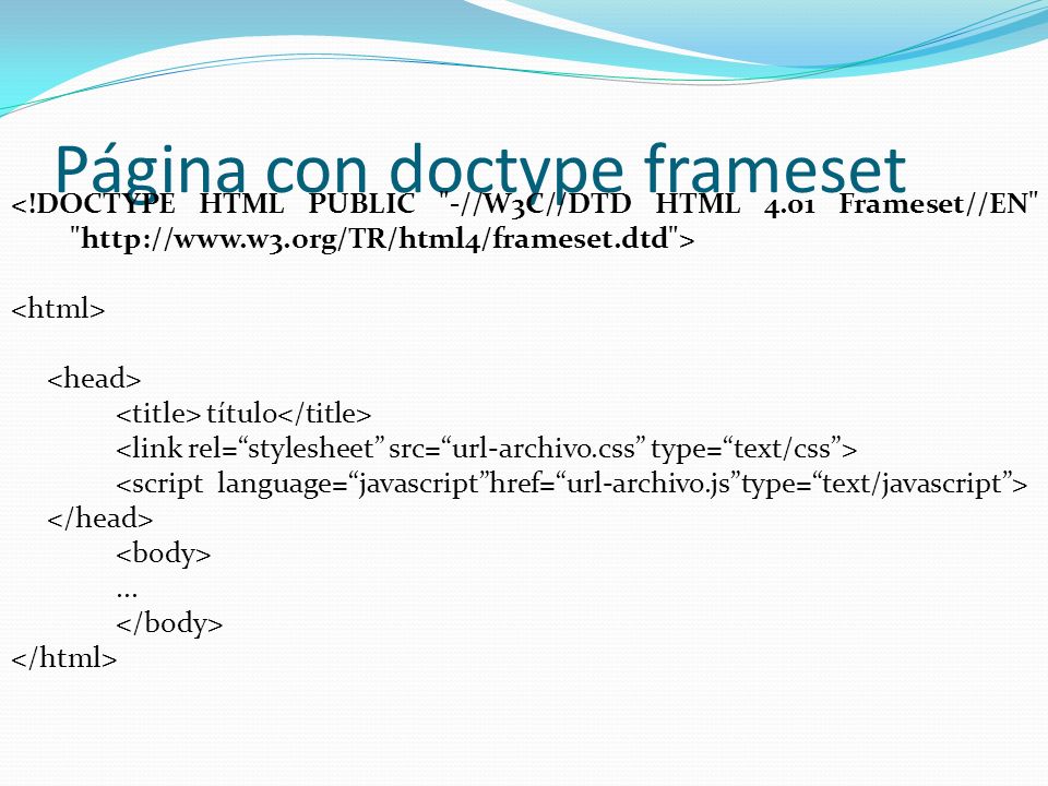 Página con doctype frameset