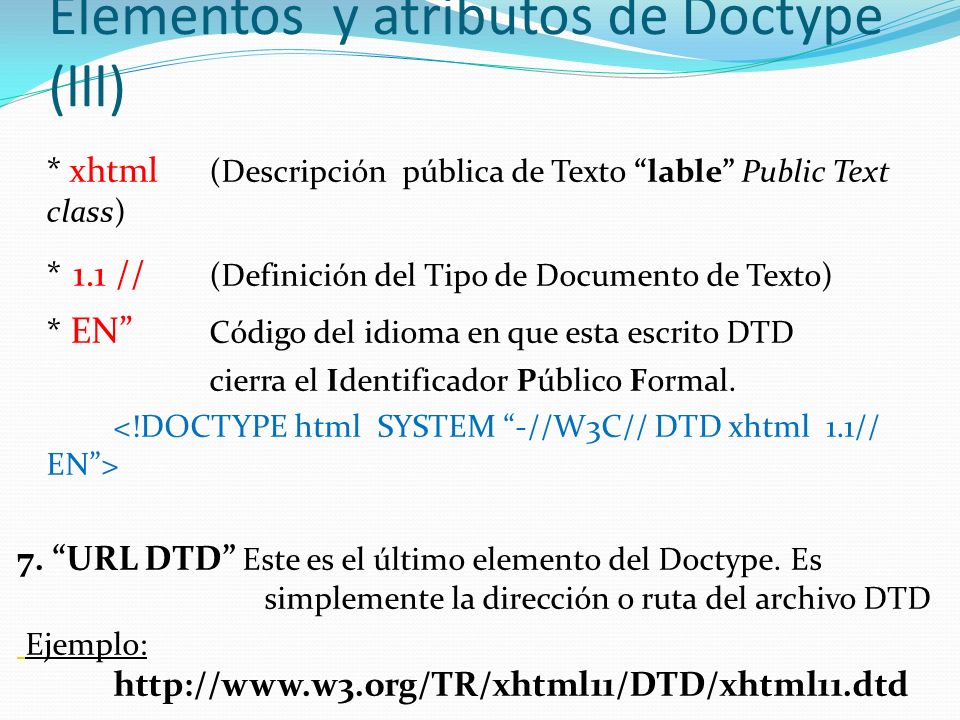 Elementos y atributos de Doctype (lll)