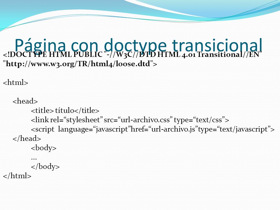Página con doctype transicional
