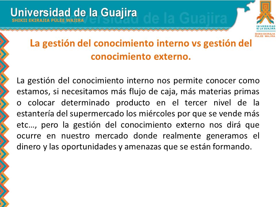 La gestión del conocimiento interno vs gestión del conocimiento externo.