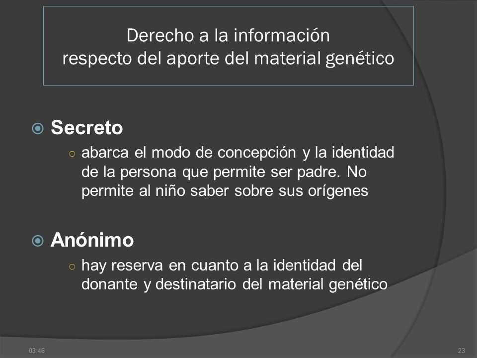Derecho a la información respecto del aporte del material genético