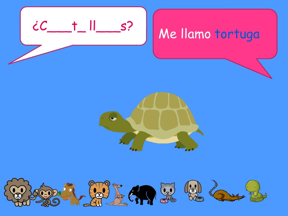 ¿C___t_ ll___s Me llamo tortuga M_ ll_o... Pairwork support