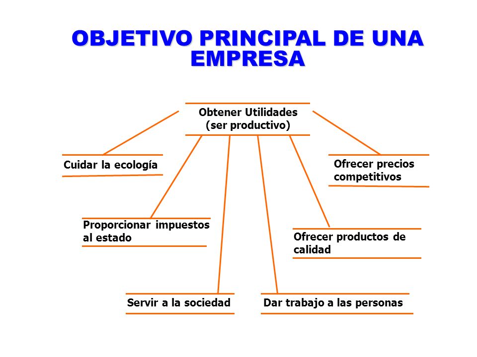 OBJETIVO PRINCIPAL DE UNA EMPRESA Dar trabajo a las personas