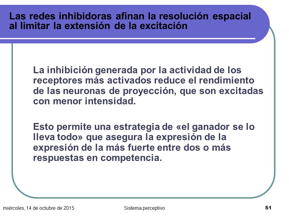 Las redes inhibidoras afinan la resolución espacial al limitar la extensión de la excitación
