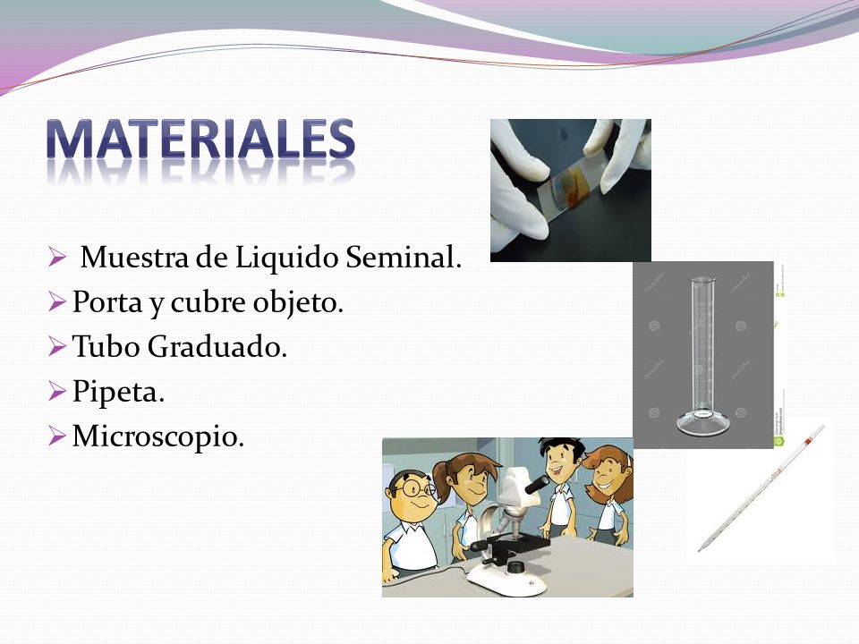 Materiales Muestra de Liquido Seminal. Porta y cubre objeto.