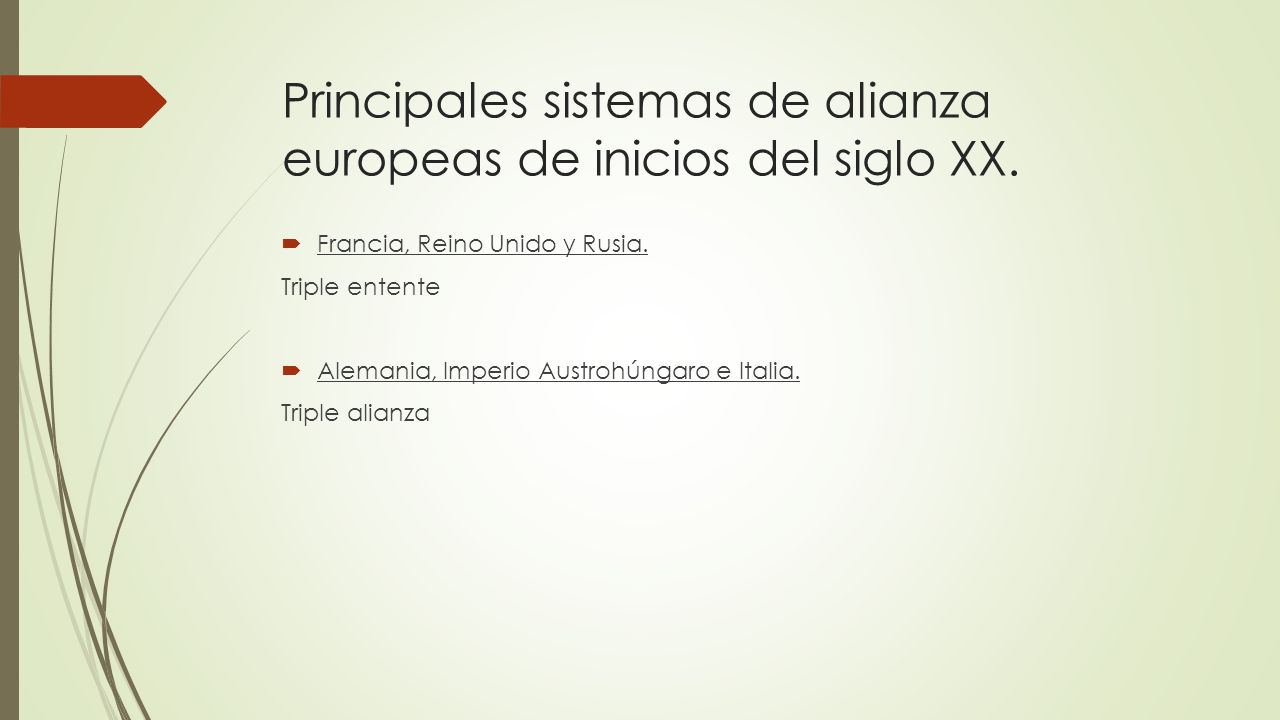 Principales sistemas de alianza europeas de inicios del siglo XX.
