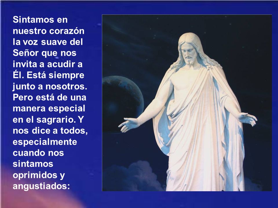 Sintamos en nuestro corazón la voz suave del Señor que nos invita a acudir a Él.