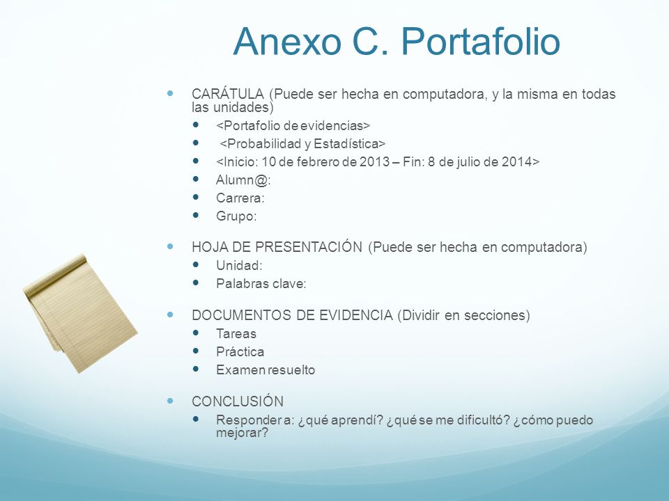 Anexo C. Portafolio CARÁTULA (Puede ser hecha en computadora, y la misma en todas las unidades) <Portafolio de evidencias>