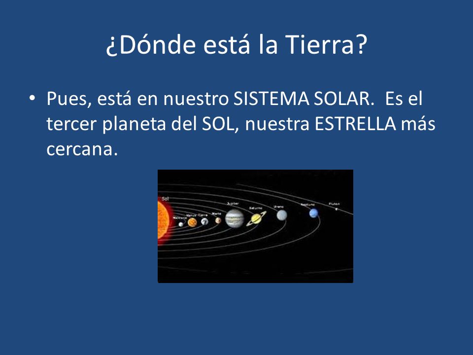 ¿Dónde está la Tierra. Pues, está en nuestro SISTEMA SOLAR.