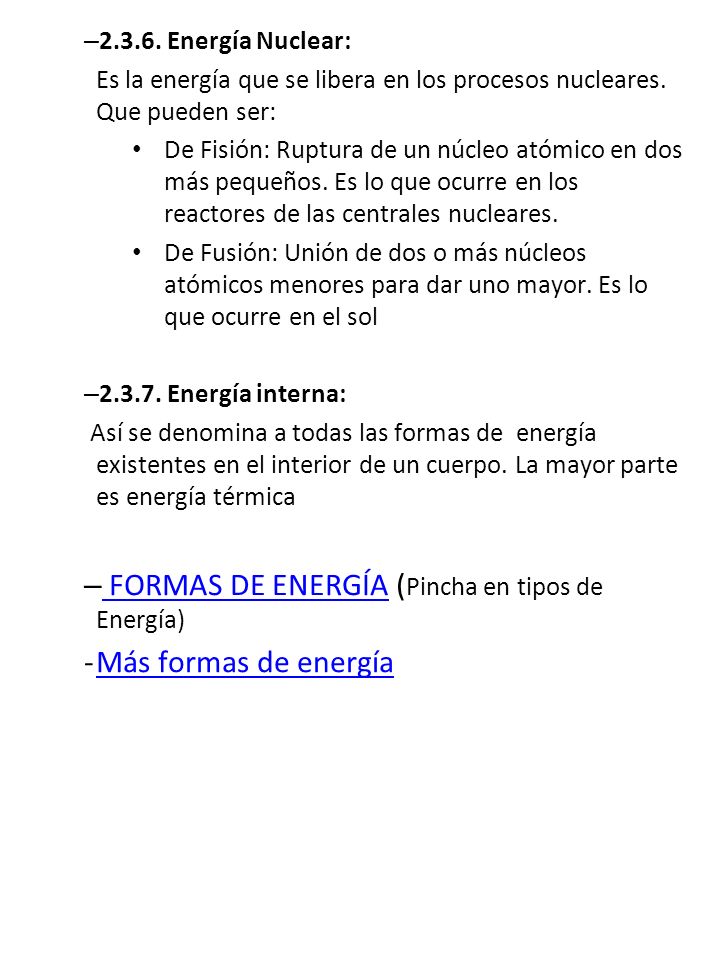FORMAS DE ENERGÍA (Pincha en tipos de Energía) - Más formas de energía
