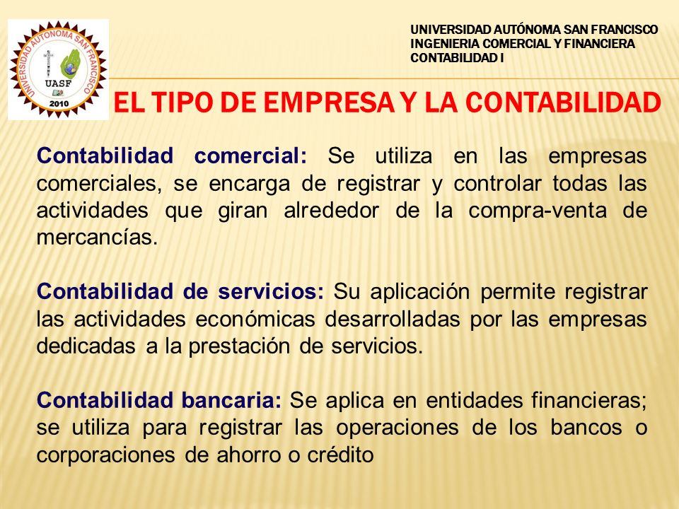 EL TIPO DE EMPRESA Y LA CONTABILIDAD