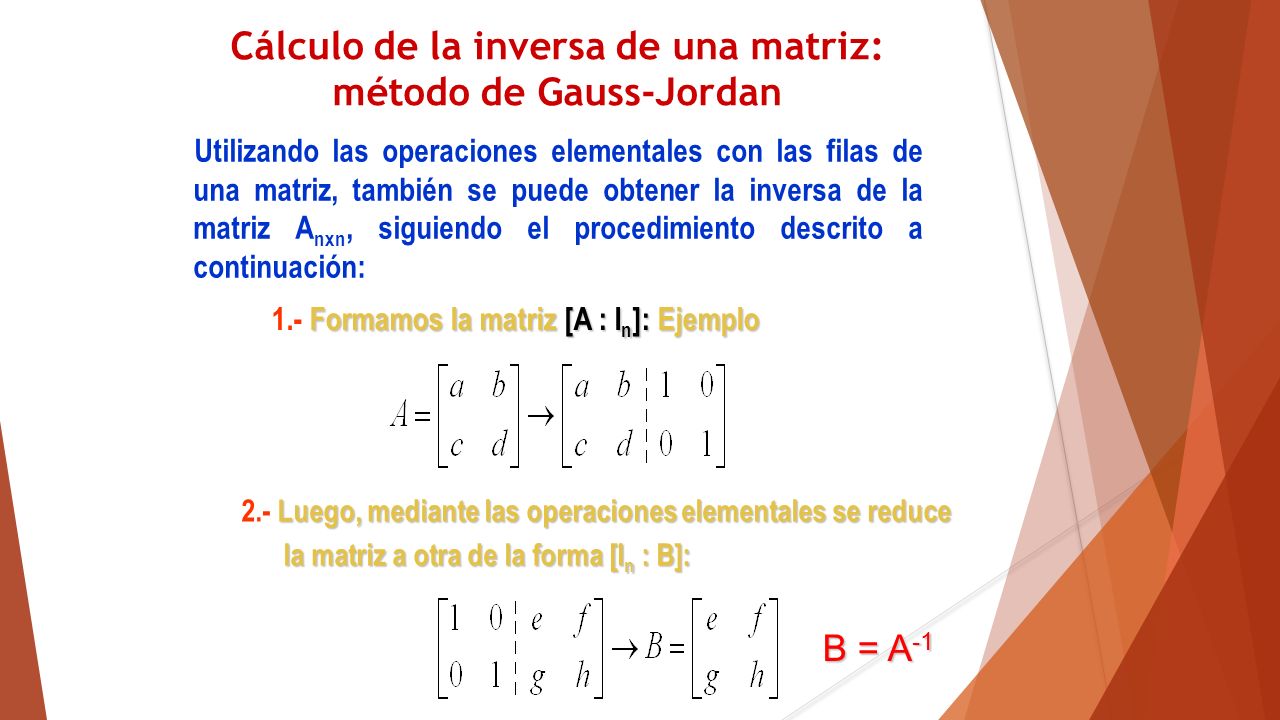Cálculo de la inversa de una matriz: método de Gauss-Jordan
