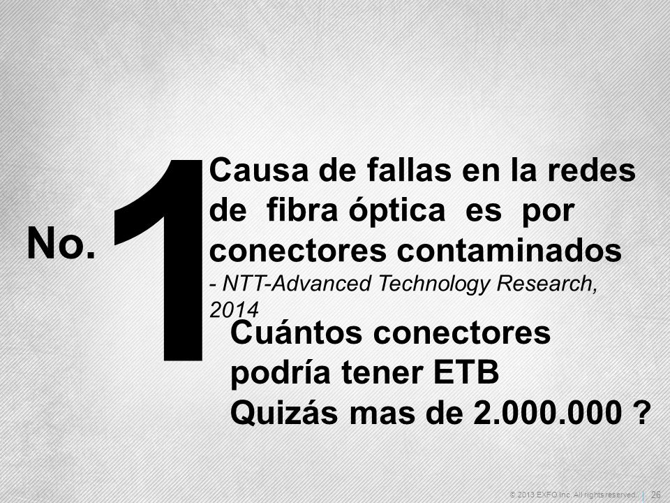 1 Causa de fallas en la redes de fibra óptica es por conectores contaminados. - NTT-Advanced Technology Research,