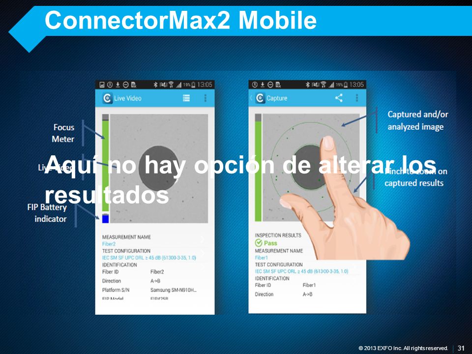 ConnectorMax2 Mobile Aquí no hay opción de alterar los resultados