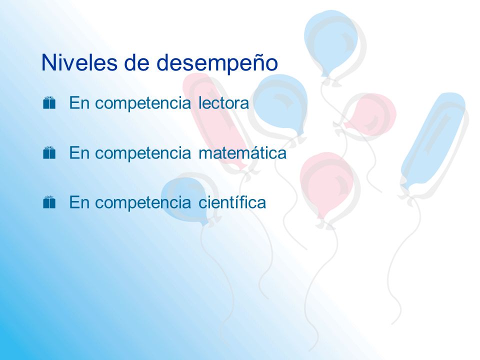 Niveles de desempeño En competencia lectora En competencia matemática