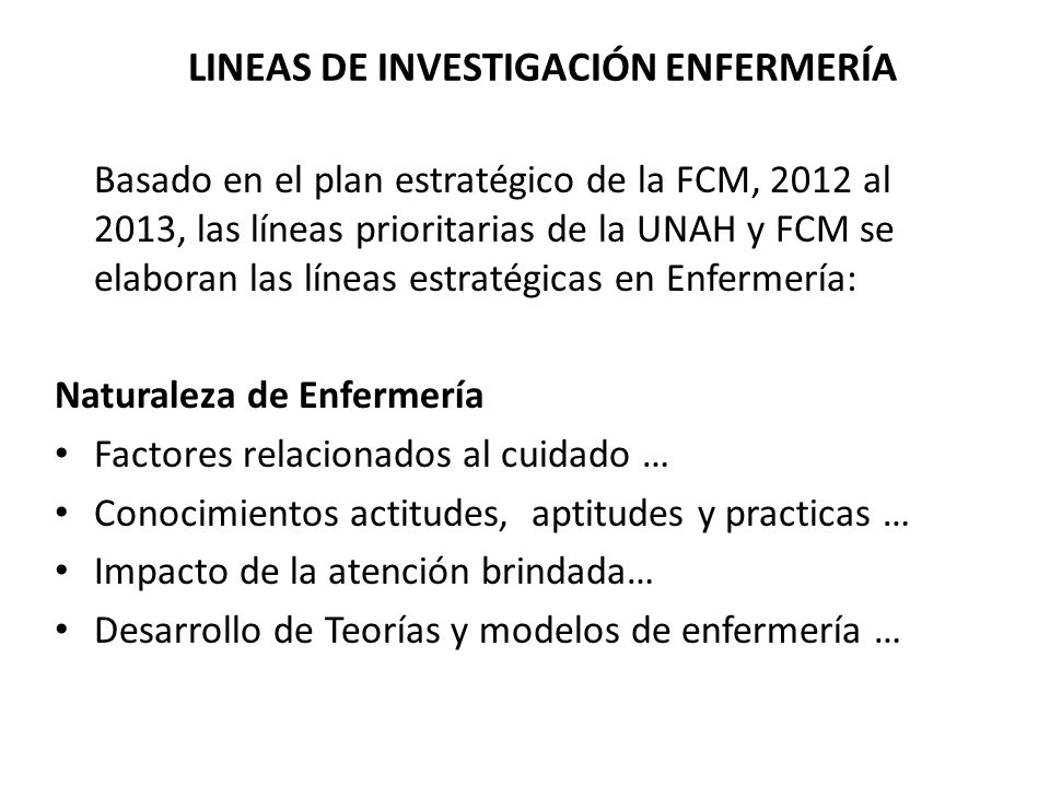 LINEAS DE INVESTIGACIÓN ENFERMERÍA