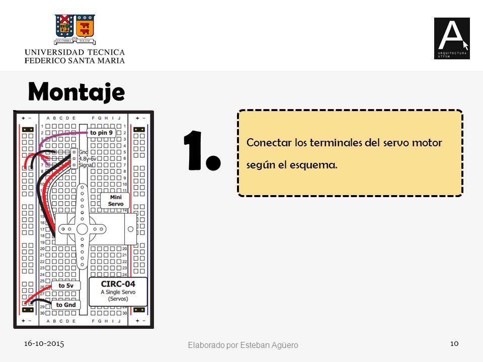 1. Montaje Conectar los terminales del servo motor según el esquema.
