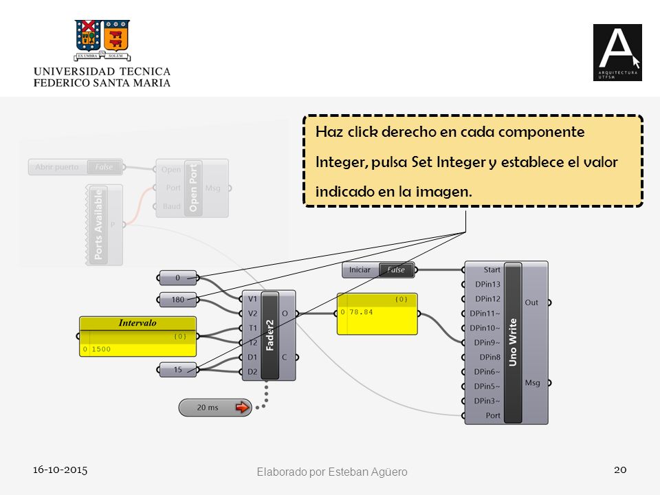 Haz click derecho en cada componente Integer, pulsa Set Integer y establece el valor indicado en la imagen.