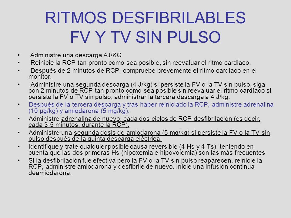 RITMOS DESFIBRILABLES FV Y TV SIN PULSO