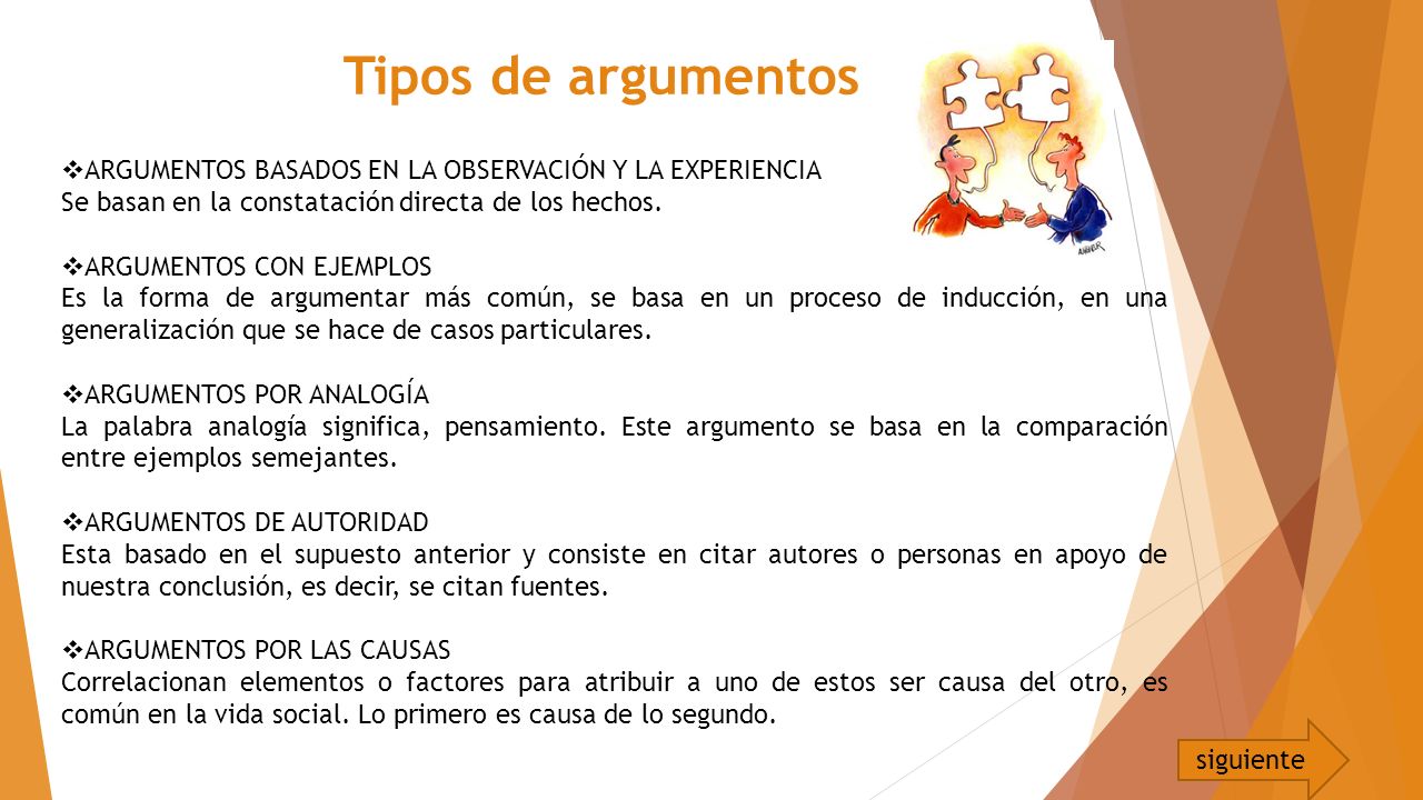 Tipos de argumentos ARGUMENTOS BASADOS EN LA OBSERVACIÓN Y LA EXPERIENCIA. Se basan en la constatación directa de los hechos.