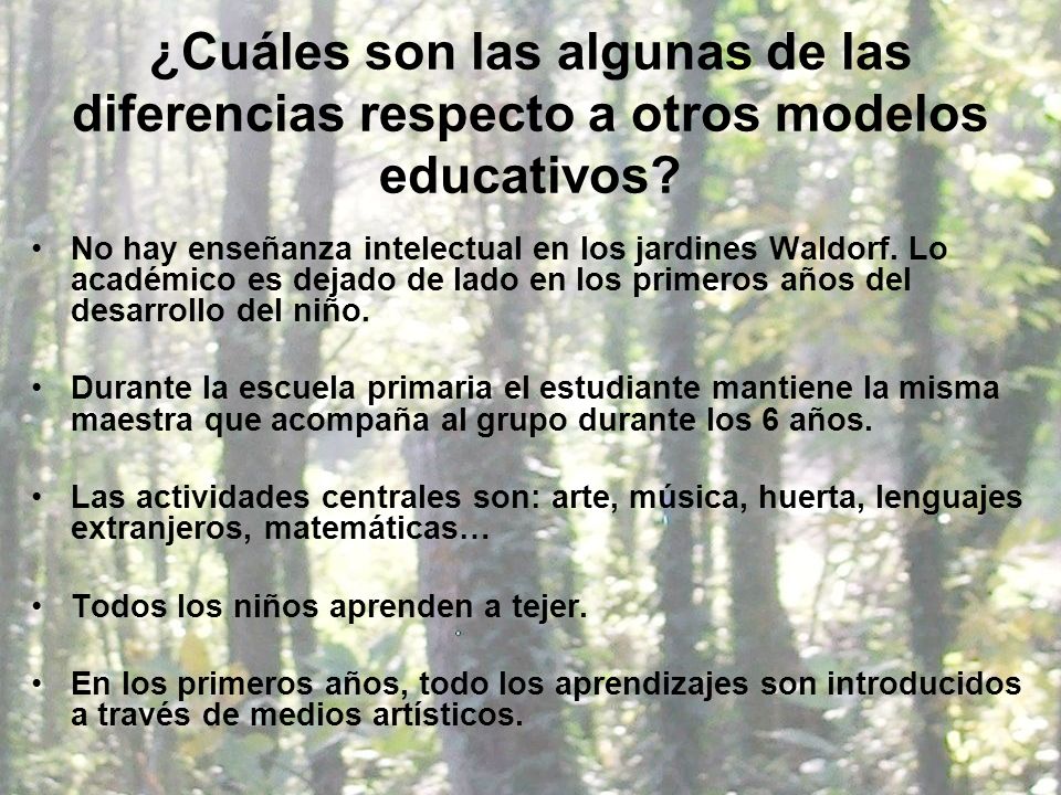 ¿Cuáles son las algunas de las diferencias respecto a otros modelos educativos