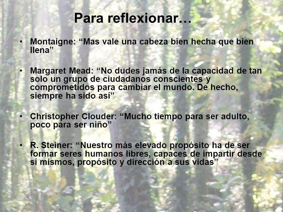 Para reflexionar… Montaigne: Mas vale una cabeza bien hecha que bien llena