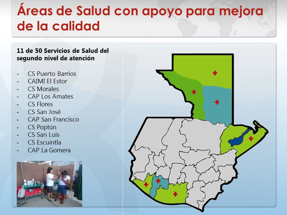 Áreas de Salud con apoyo para mejora de la calidad