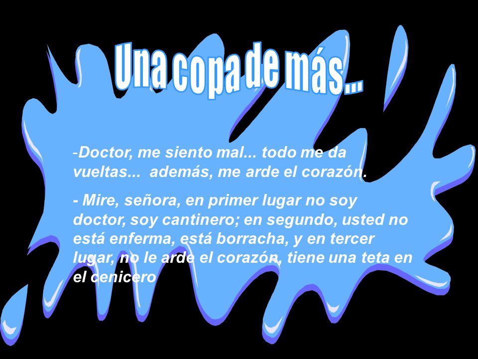 Una copa de más... Doctor, me siento mal... todo me da vueltas... además, me arde el corazón.