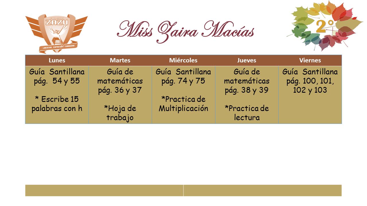 Miss Zaira Macías 2° Guía Santillana pág. 54 y 55