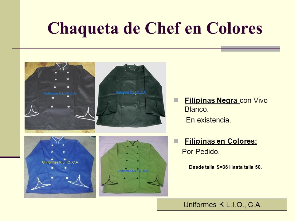 Chaqueta de Chef en Colores