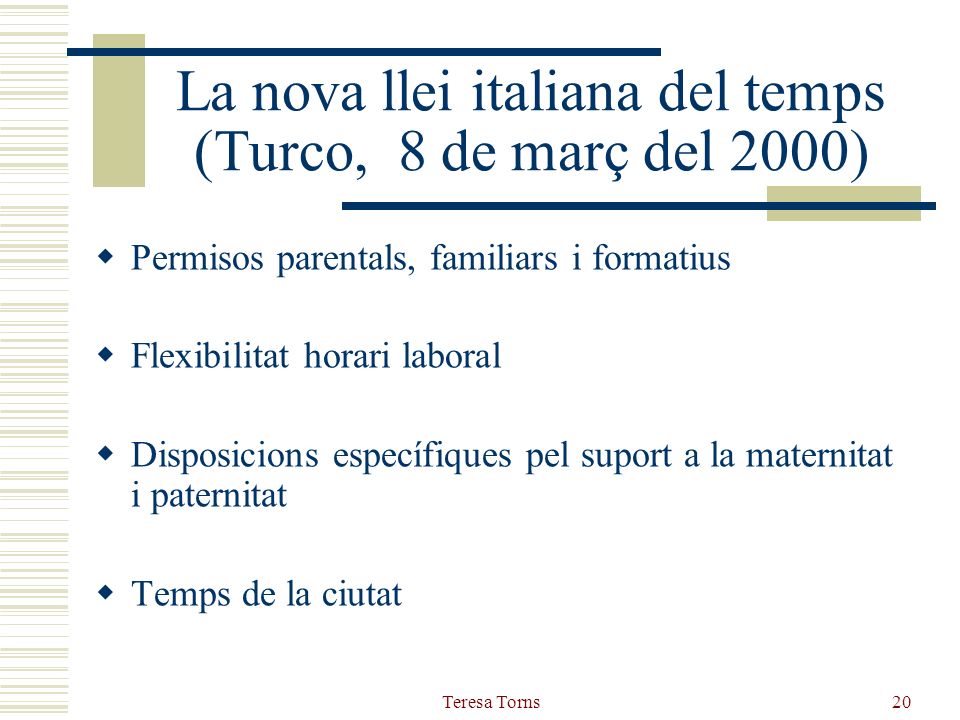 La nova llei italiana del temps (Turco, 8 de març del 2000)