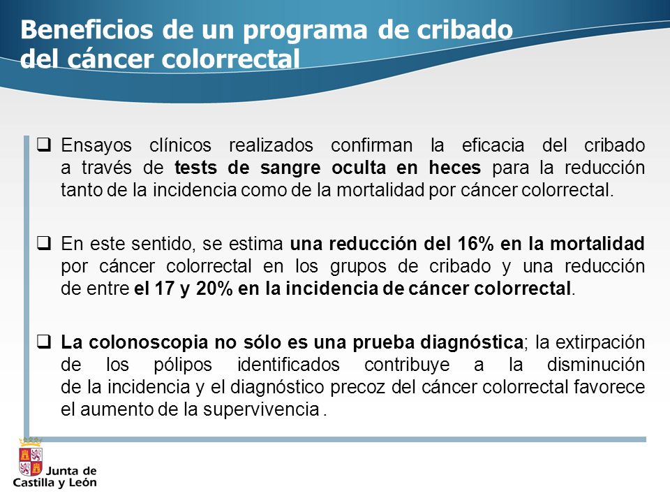 Beneficios de un programa de cribado del cáncer colorrectal