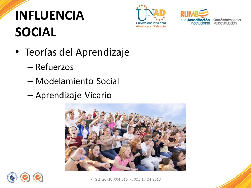 INFLUENCIA SOCIAL Teorías del Aprendizaje Refuerzos