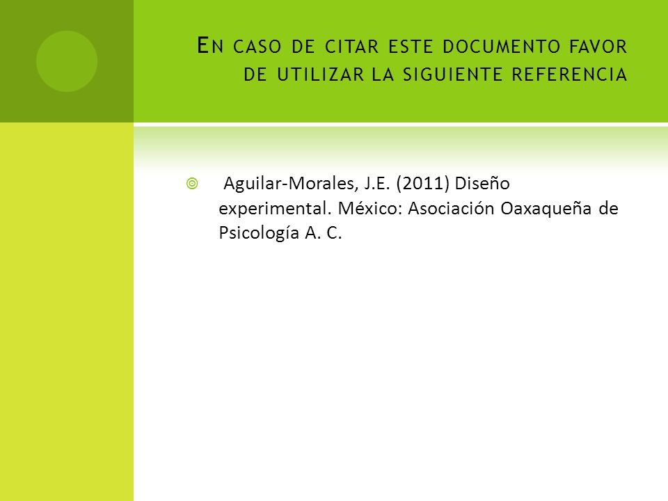 En caso de citar este documento favor de utilizar la siguiente referencia