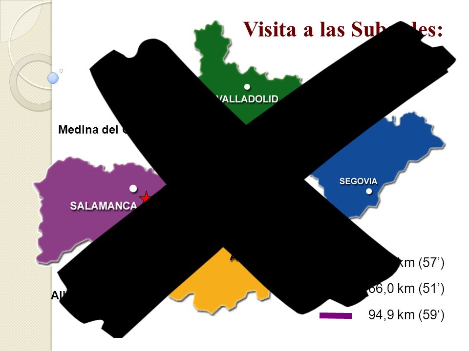 Visita a las Subsedes: 86,7 km (57’) 66,0 km (51’) 94,9 km (59‘)