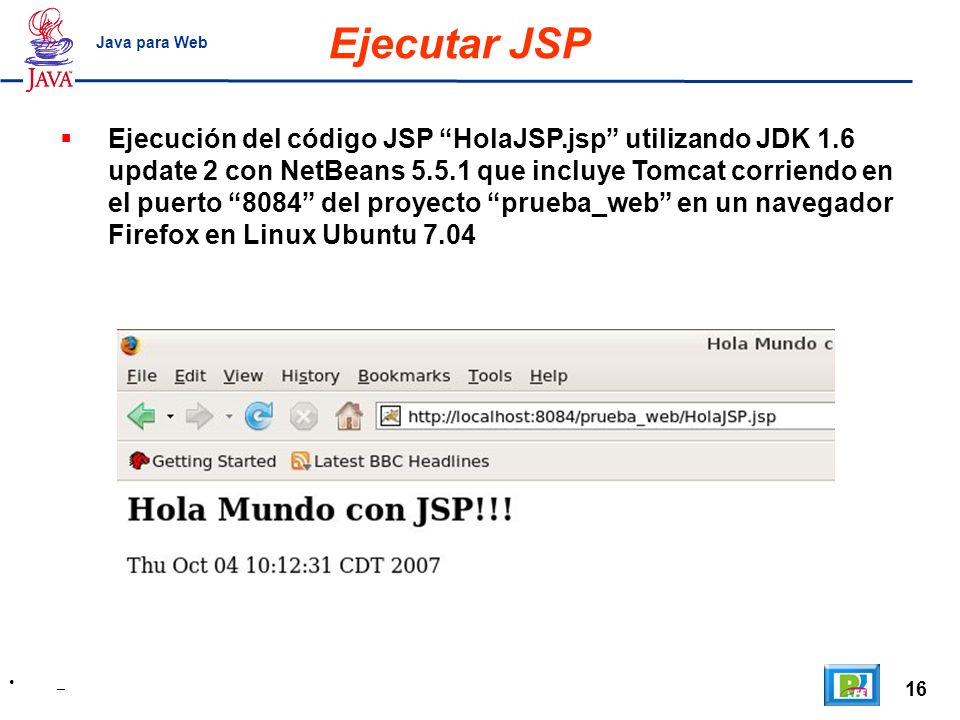 Ejecutar JSP Java para Web.