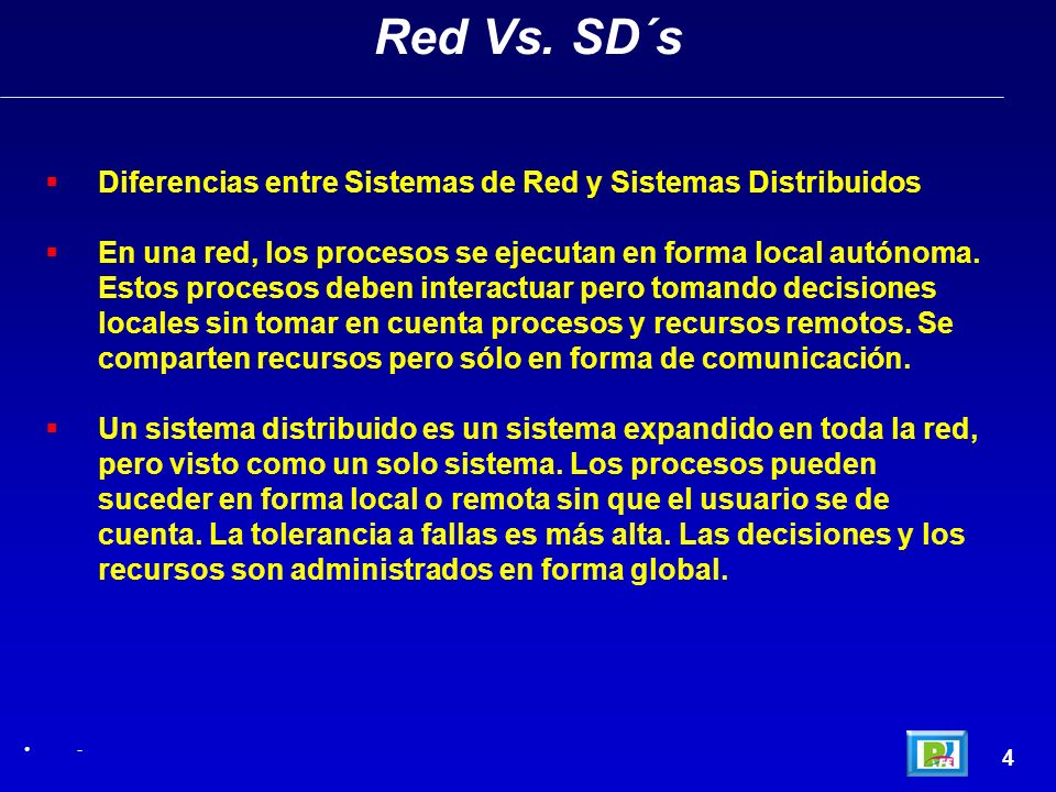Red Vs. SD´s Diferencias entre Sistemas de Red y Sistemas Distribuidos