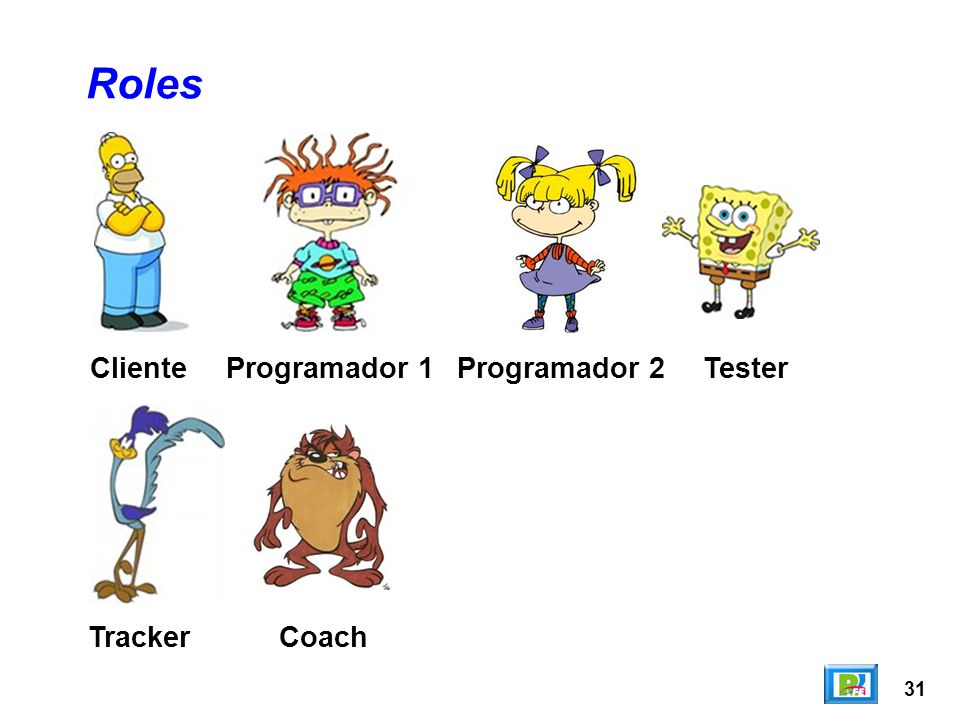 Roles Cliente Programador 1 Programador 2 Tester Tracker Coach 31