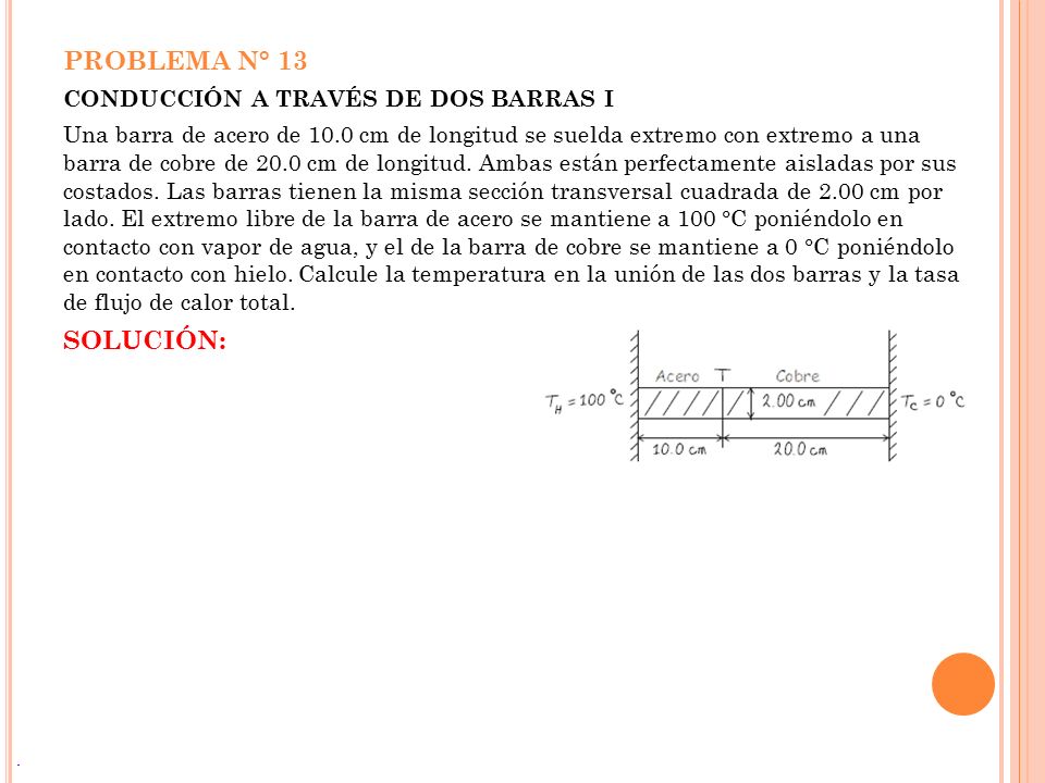 PROBLEMA N° 13 SOLUCIÓN: Conducción a través de dos barras I
