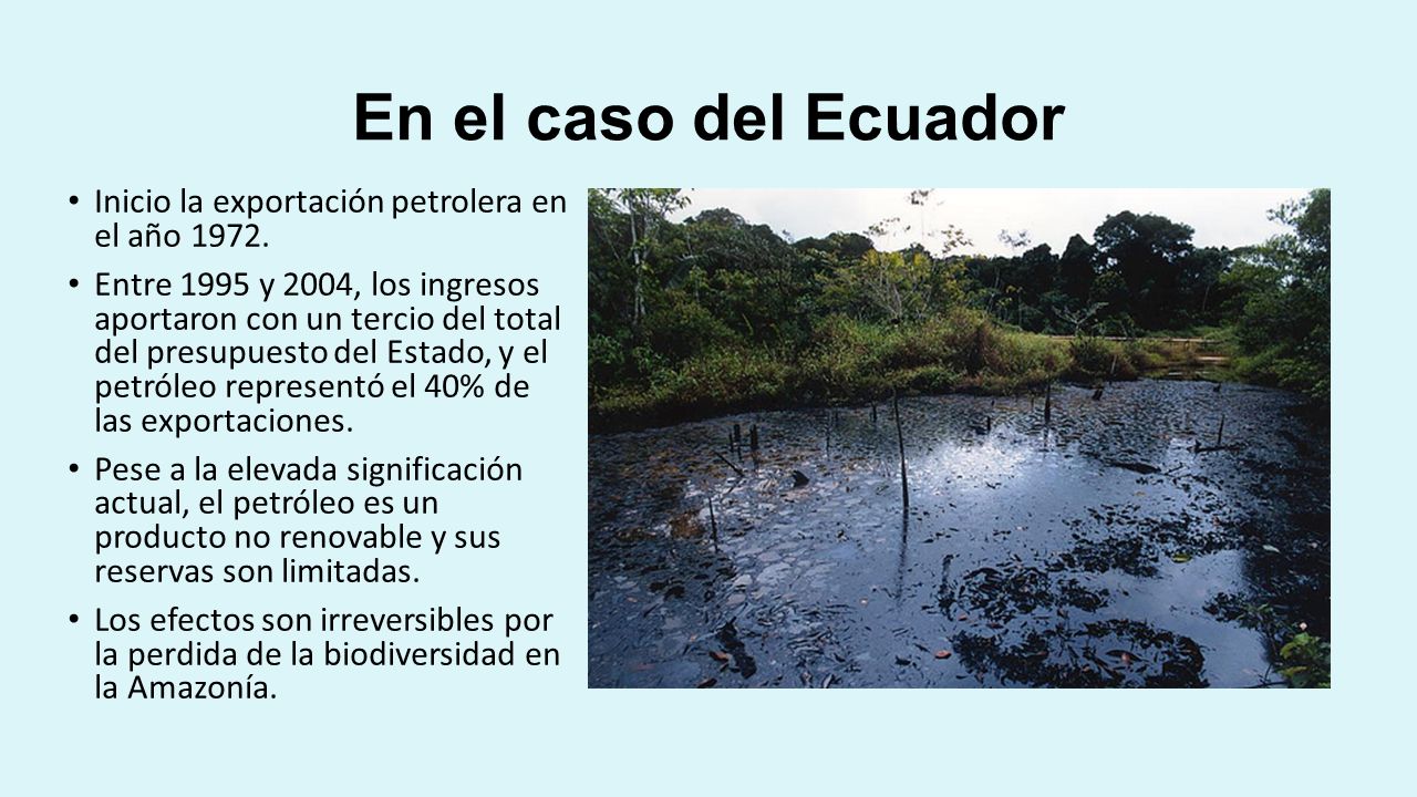 En el caso del Ecuador Inicio la exportación petrolera en el año 1972.