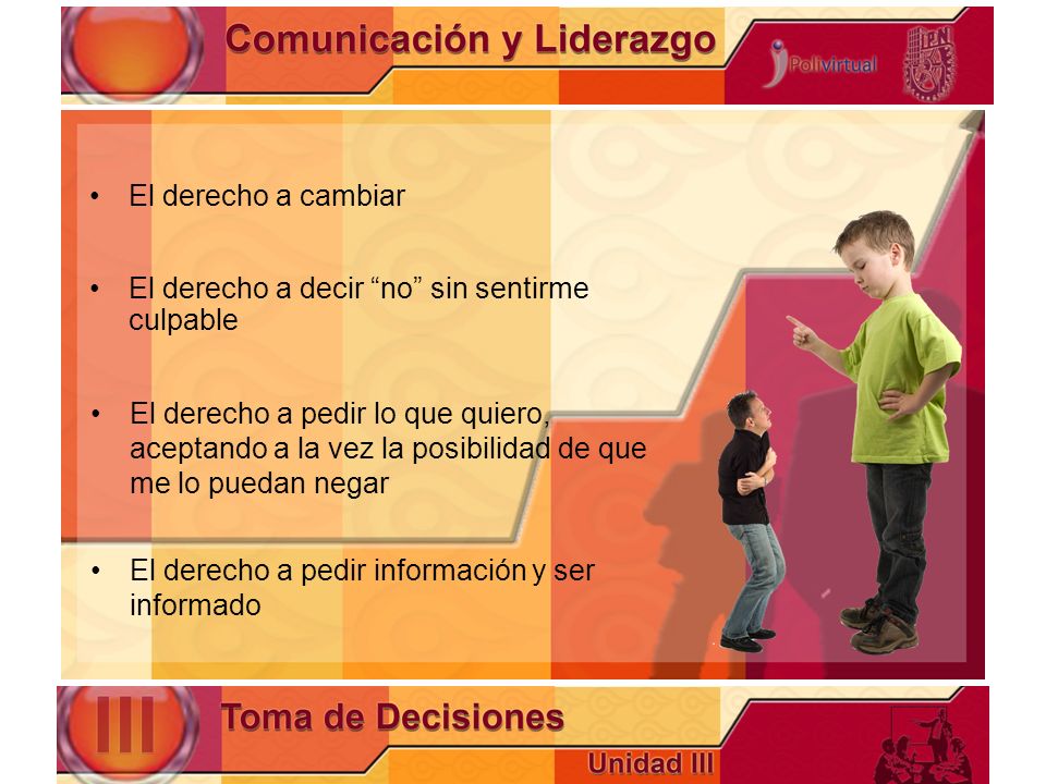 El derecho a cambiar El derecho a decir no sin sentirme culpable.