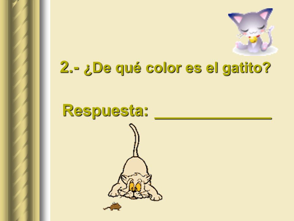 2.- ¿De qué color es el gatito
