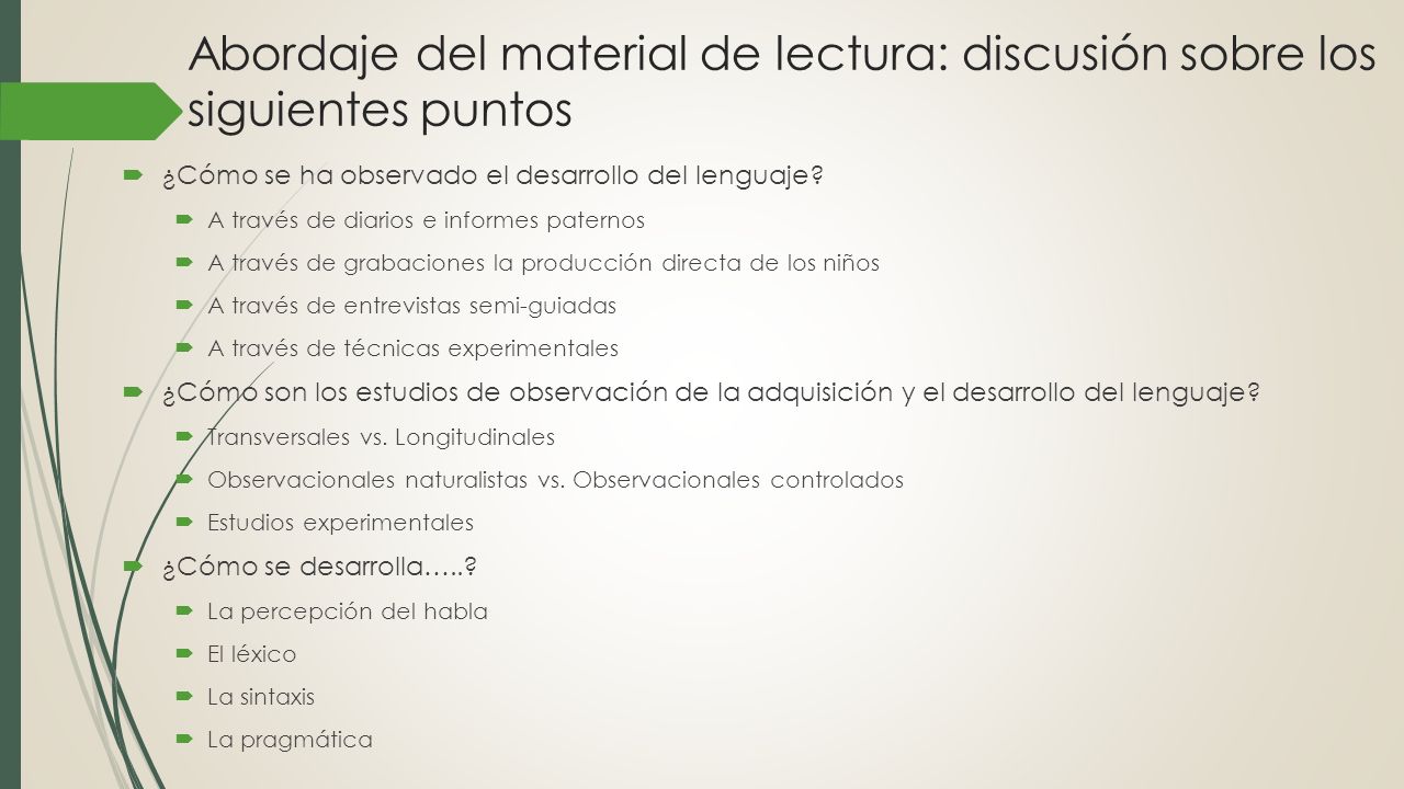 Abordaje del material de lectura: discusión sobre los siguientes puntos