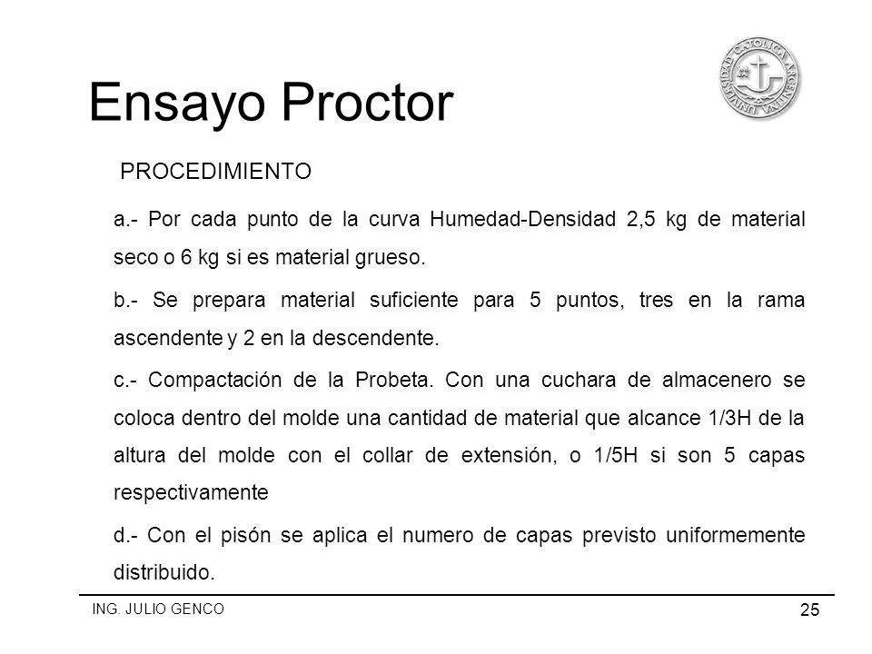 Ensayo Proctor PROCEDIMIENTO