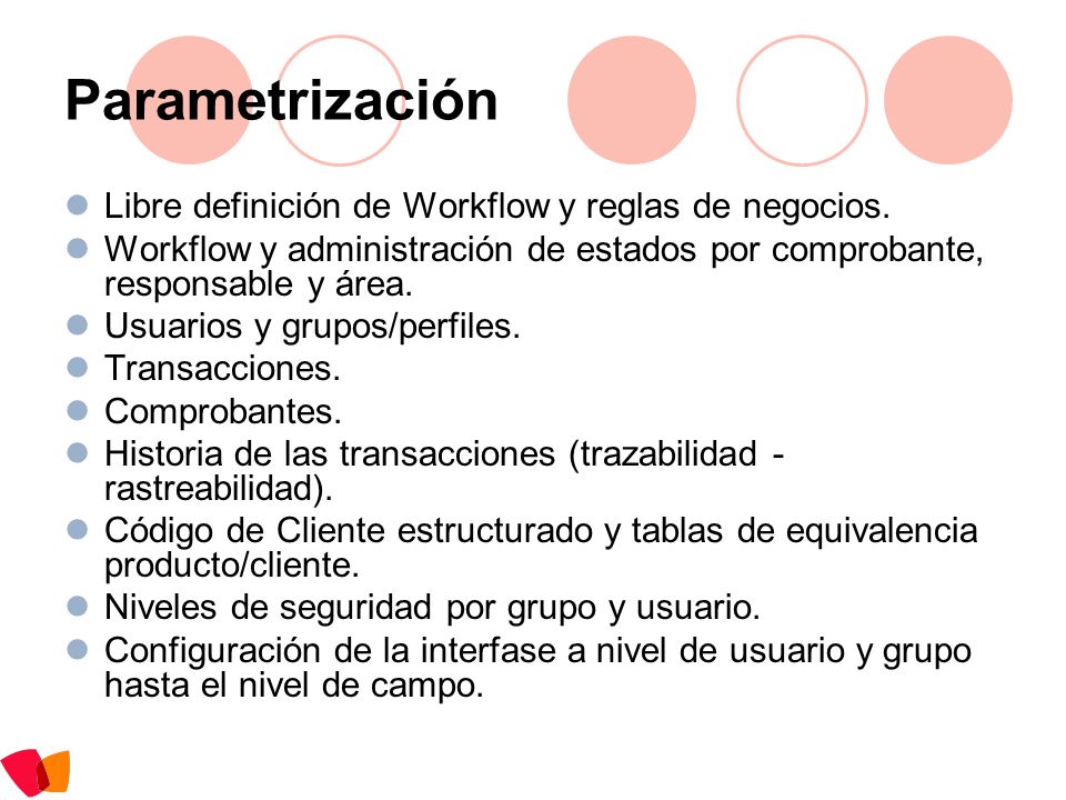 Parametrización Libre definición de Workflow y reglas de negocios.