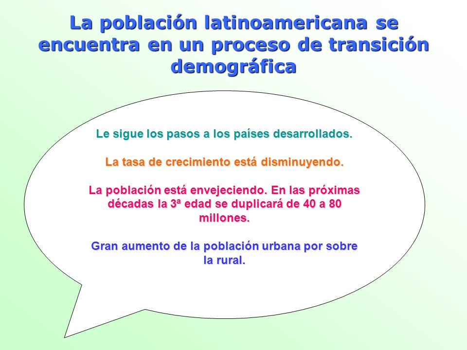La población latinoamericana se encuentra en un proceso de transición demográfica