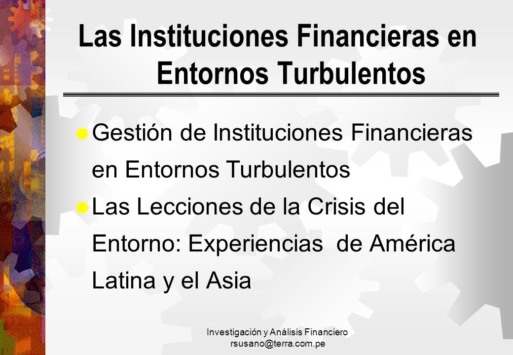 Las Instituciones Financieras en Entornos Turbulentos